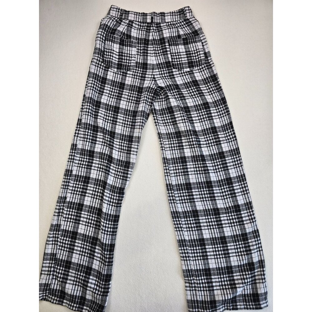Nasty Gal Wide Leg Plaid Flannel Pants Size 4 Black & White - Picture 5 of 6
